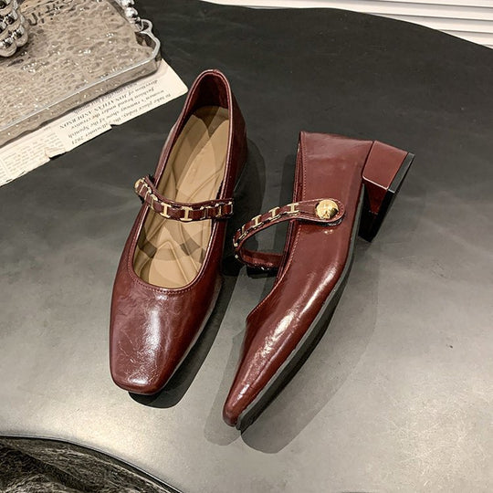 Damen elegante Mary Jane Ballerinas mit dekorativem Riemen R&B