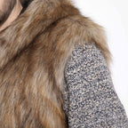 Herren Elegante Kunstpelzjacke mit Kapuze und seitlichen Taschen R&B