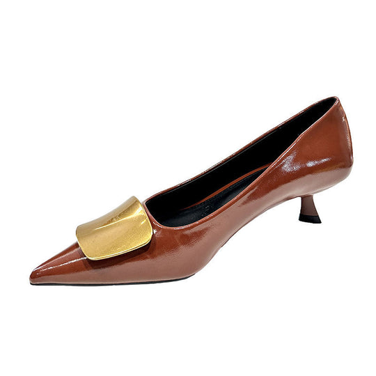 Damen elegante spitze Pumps mit luxuriösem Metallakzent R&B