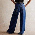 Damen Weite Jeans-Hose mit hohem Bund R&B
