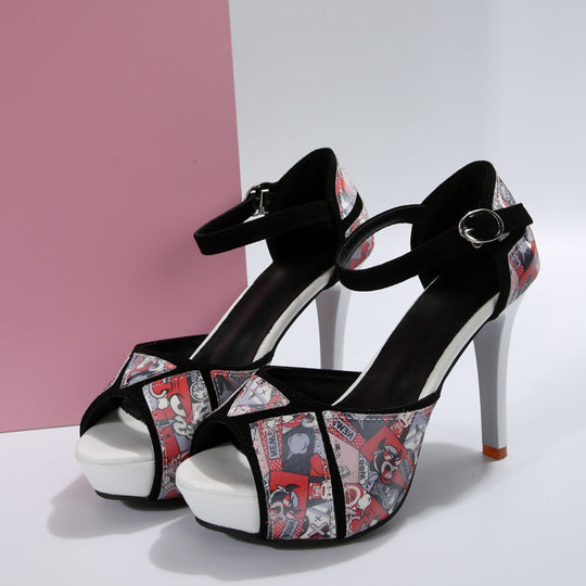 Damen Peeptoe Sandalen mit glamourösem Glitzer-Design und elegantem Blockabsatz R&B