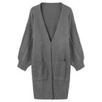Damen gemütliche Strickjacke mit Taschen R&B