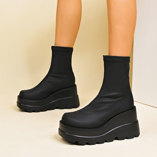 Damen High-Top Stiefeletten mit doppeltem Plateau R&B