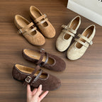 Damen Elegante Ballerinas mit dekorativen Schnallen und weichem Wildleder R&B