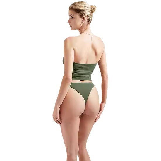 Damen Bandeau Bikini-Set mit modischem High-Waist-Schnitt R&B