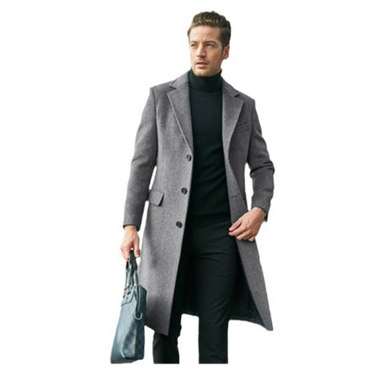 Herren eleganter und moderner Langmantel mit strukturiertem Obermaterial R&B