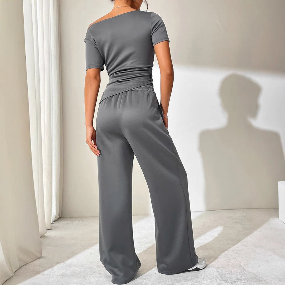 Damen Jumpsuit mit asymmetrischem Schnitt und weit geschnittenem Bein R&B