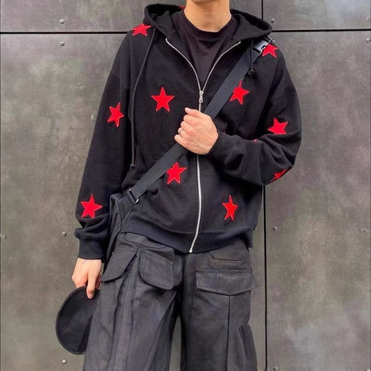 Herren Kapuzenpullover mit auffälligem Sternenmuster R&B