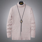 Herren Rollkragenpullover mit strukturiertem Zopfmuster R&B