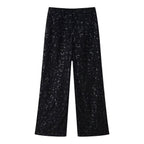 Damen elegante Palazzohose mit floraler Spitzenverzierung R&B