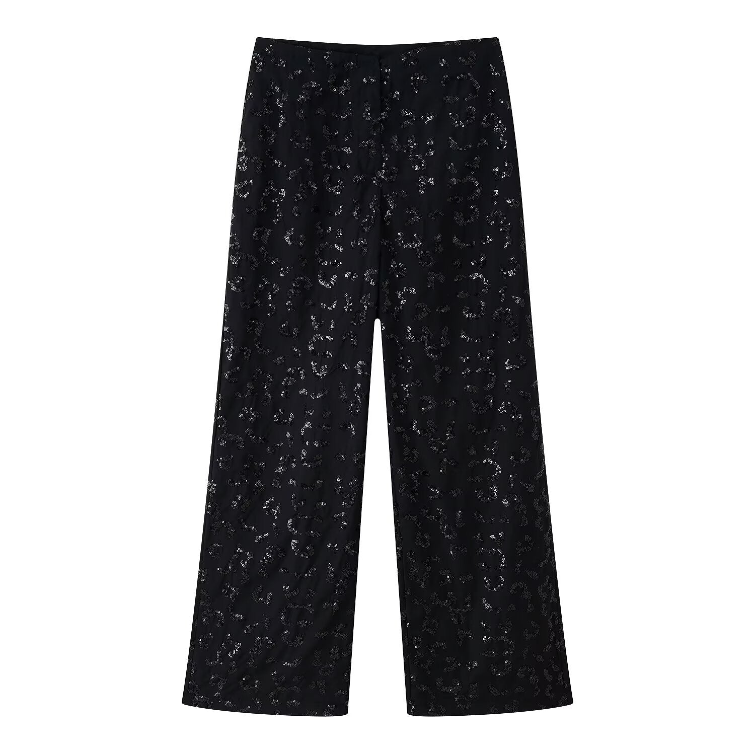 Damen elegante Palazzohose mit floraler Spitzenverzierung R&B