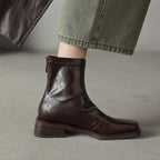 Damen Stiefeletten mit modischem Blockabsatz und hochwertiger Lederoberfläche R&B