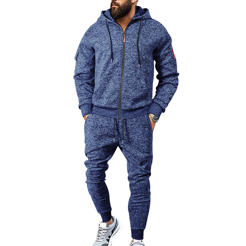Herren sportliches Zweiteiliges Trainingsanzug mit praktischen Taschen und elastischem Bund R&B