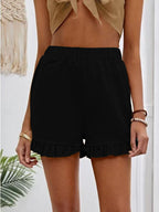 Damen Shorts mit voluminösem Rüschensaum und elastischem Bund R&B