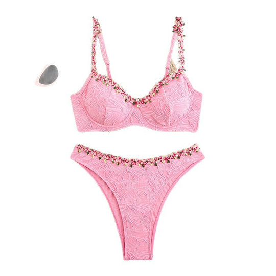 Damen Bikini-Set mit floralen Akzentstickereien R&B