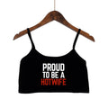 Damen Crop-Top mit modernen Schriftzügen und verstellbaren Trägern R&B