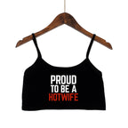 Damen Crop-Top mit modernen Schriftzügen und verstellbaren Trägern R&B
