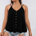 Damen V-Ausschnitt Tanktop mit Knopfdetails und schwingendem Saum R&B