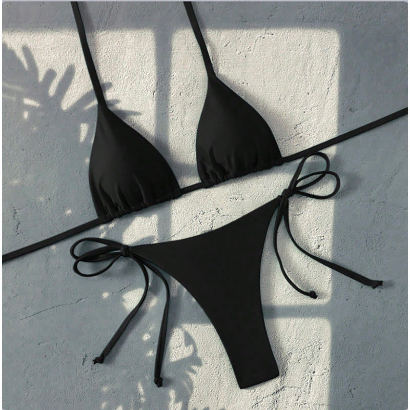 Damen Triangel-Bikini mit verstellbaren Trägern und seitlichen Schleifen R&B