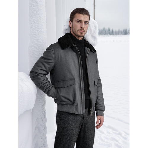 Herren trendige und warme Bikerjacke R&B