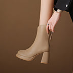 Damen eleganter und edler Ankle Boot mit blockiertem Absatz und Reißverschluss R&B