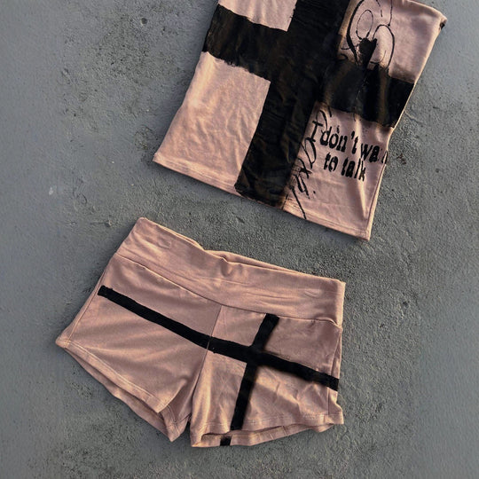 Damen Freizeit-Set mit lockerem Schnitt und kreativem Grafikdesign R&B