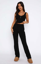 Damen lässiges Freizeit-Set mit kurzer Bluse und weiten Hosen R&B