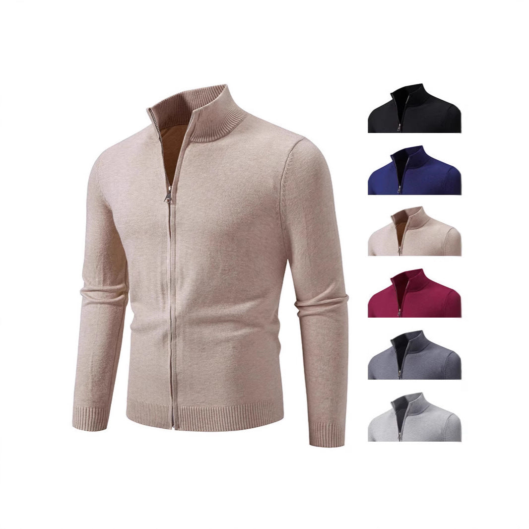 Herren modischer Strickpullover mit hohem Kragen und Reißverschluss