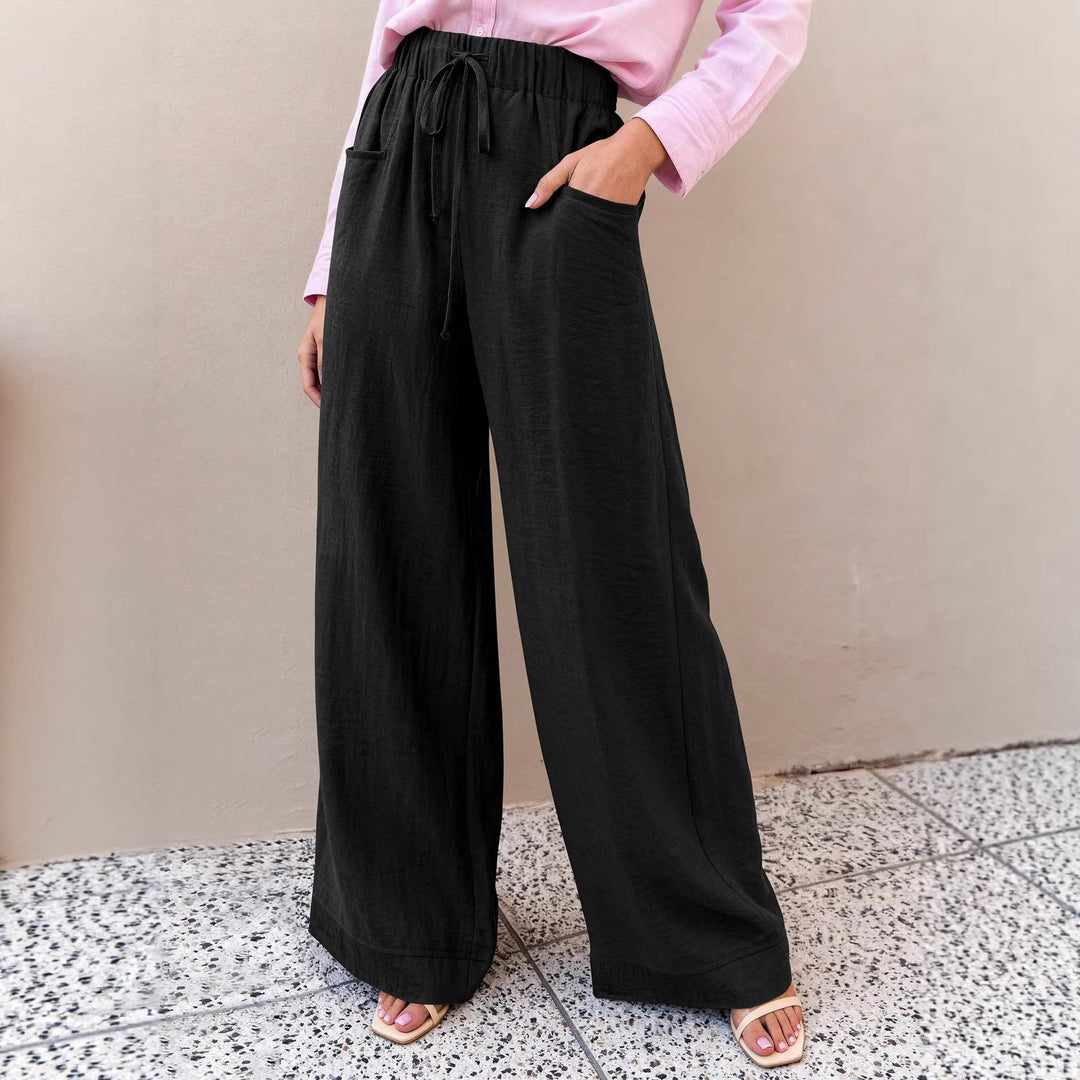 Damen Weit geschnittene Sommerhose mit elastischem Bund und frontalen Taschen R&B