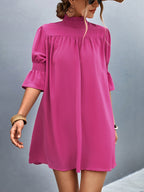 Damen Feierliches Kurzarmkleid mit Stehkragen und luftigen Ärmeln R&B