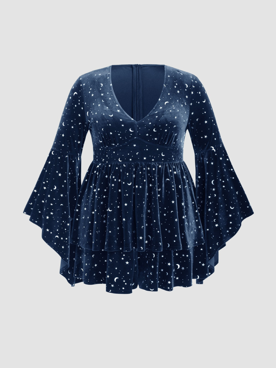 Damen Kurzes Samtkleid mit weitem Rock und aufregendem Sternenprint R&B