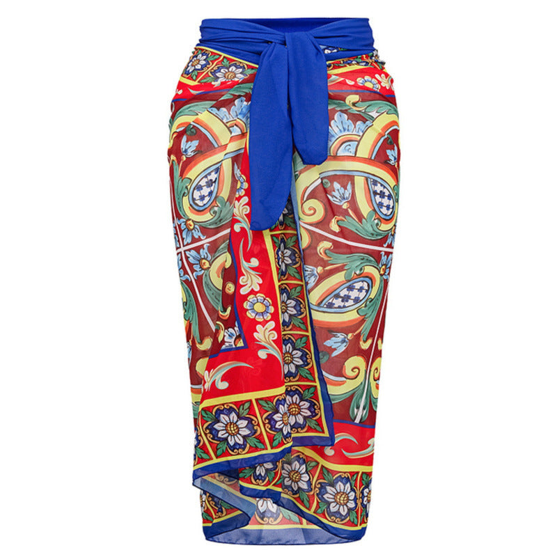 Damen Badeanzug-Set mit floralem Muster und elegantem Wickelrock R&B