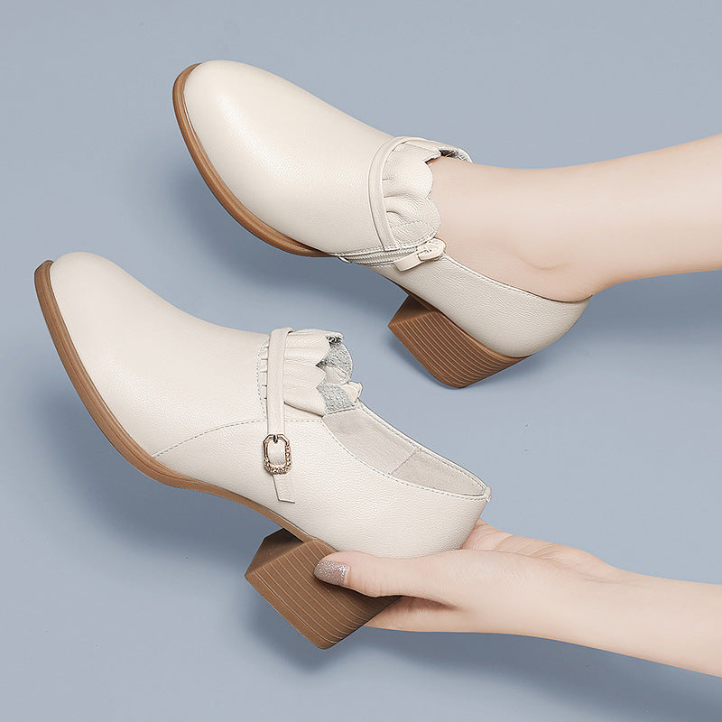 Damen elegante Stiefeletten mit Zierschnalle und komfortablem Absatz R&B