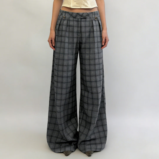 Damen Karohose mit weitem Schnitt und durchdachten Details R&B