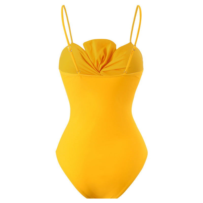 Damen Einteiler Badeanzug mit verstellbaren Trägern und eleganter Raffung R&B