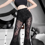 Damen Elegante Spitzenhose mit hohem Bund und geschmackvollem Muster EB