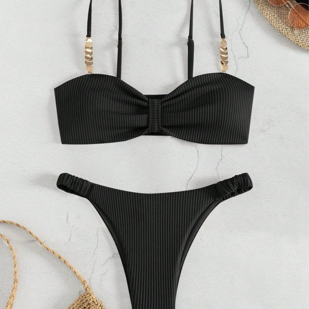 Damen Bustier-Bikini mit elegantem Schleifen-Design und modischen Akzenten R&B