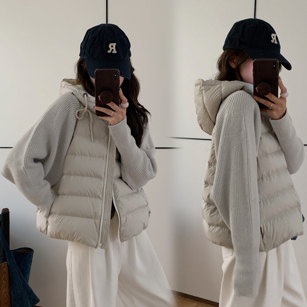 Damen Isolierte Hybridjacke mit voluminösen Ärmeln und Kapuze R&B