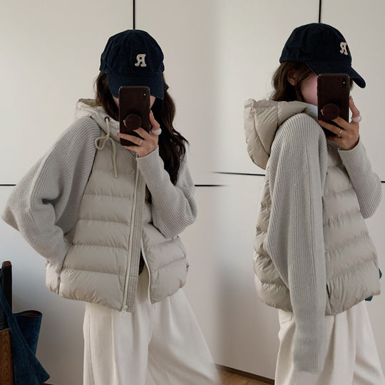 Damen Isolierte Hybridjacke mit voluminösen Ärmeln und Kapuze R&B