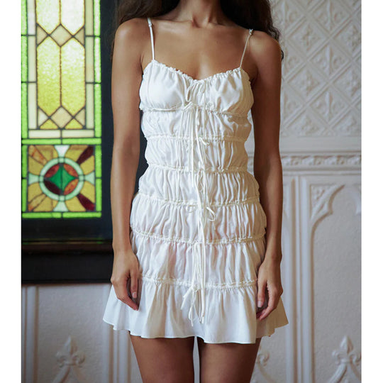 Damen Kurzkleid mit Raffung und verstellbaren Trägern R&B