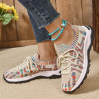 Damen Sportliche Freizeit-Sneaker mit atmungsaktiver Strickoberfläche und rutschfester Sohle R&B