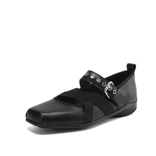 Damen Komfortable Ballerinas mit elastischen Riemen