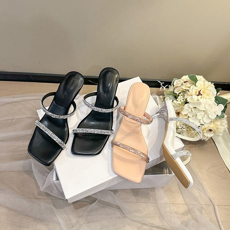 Damen Elegante Riemchen Slipper mit glitzernden Akzenten R&B