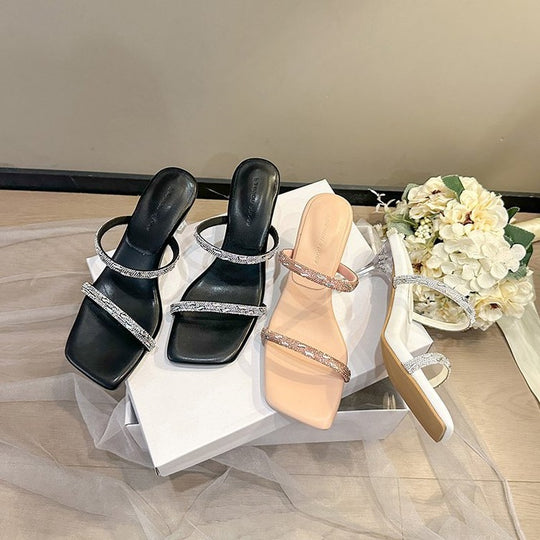 Damen Elegante Riemchen Slipper mit glitzernden Akzenten R&B