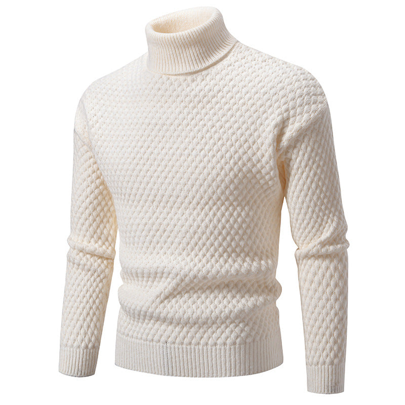 Herren Strickpullover mit hohem Kragen und strukturierter Oberfläche R&B
