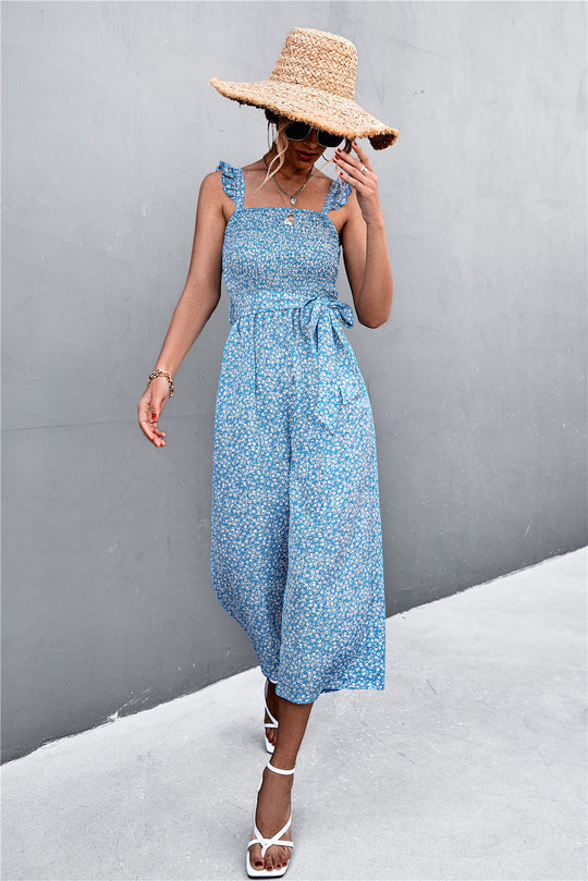 Damen Jumpsuit mit taillierten Trägern und floralem Muster R&B