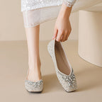 Damen Ballerinas mit funkelnden Strass-Applikationen