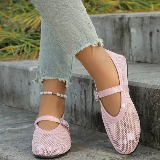 Damen Ballerinas mit elegantem Netzdesign und Kettenapplikation R&B