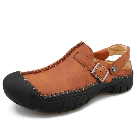 Herren Clogs aus hochwertigem Leder mit komfortablem Riemen und rutschfester Sohle R&B