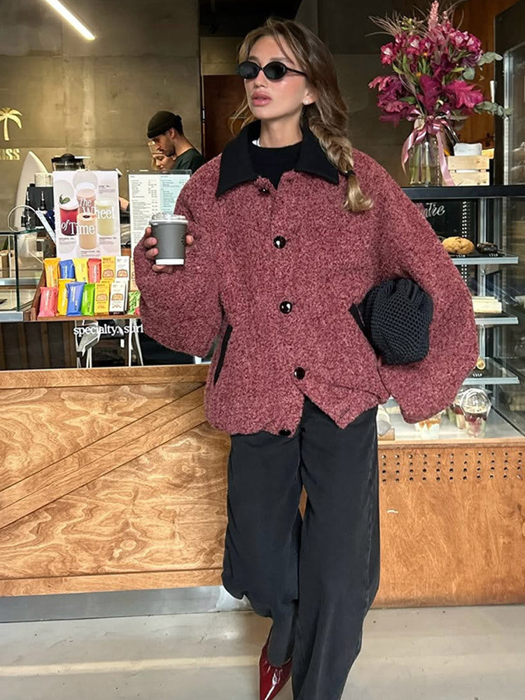 Damen oversized Wolljacke R&B